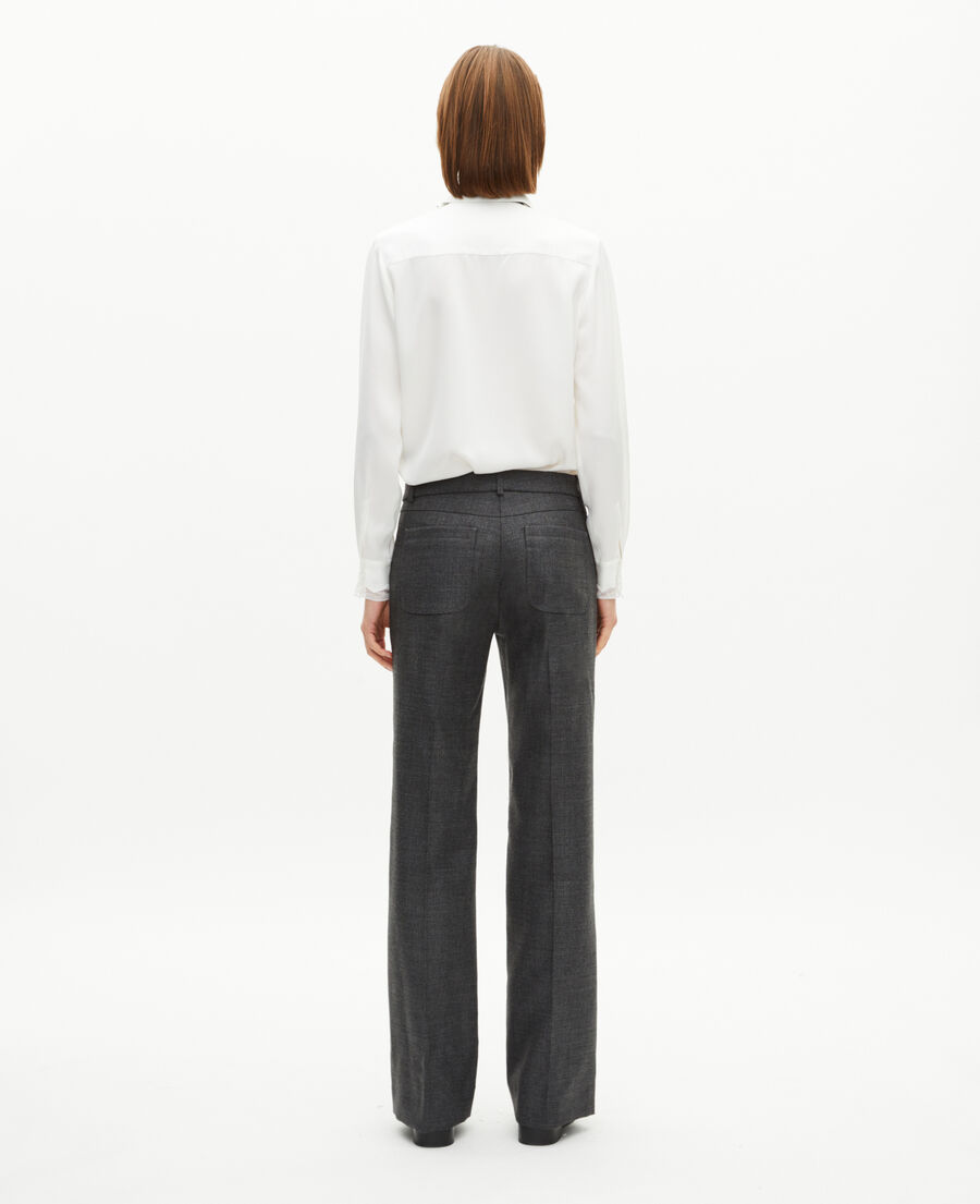 The Kooples WOMEN BLACK dark gray wool bootcut tailored pants