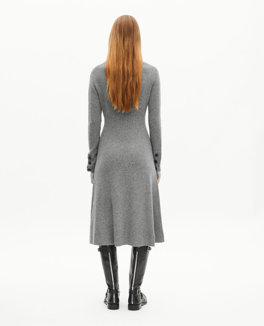 The Kooples FEMME LIGHT GREY robe longue en laine grise