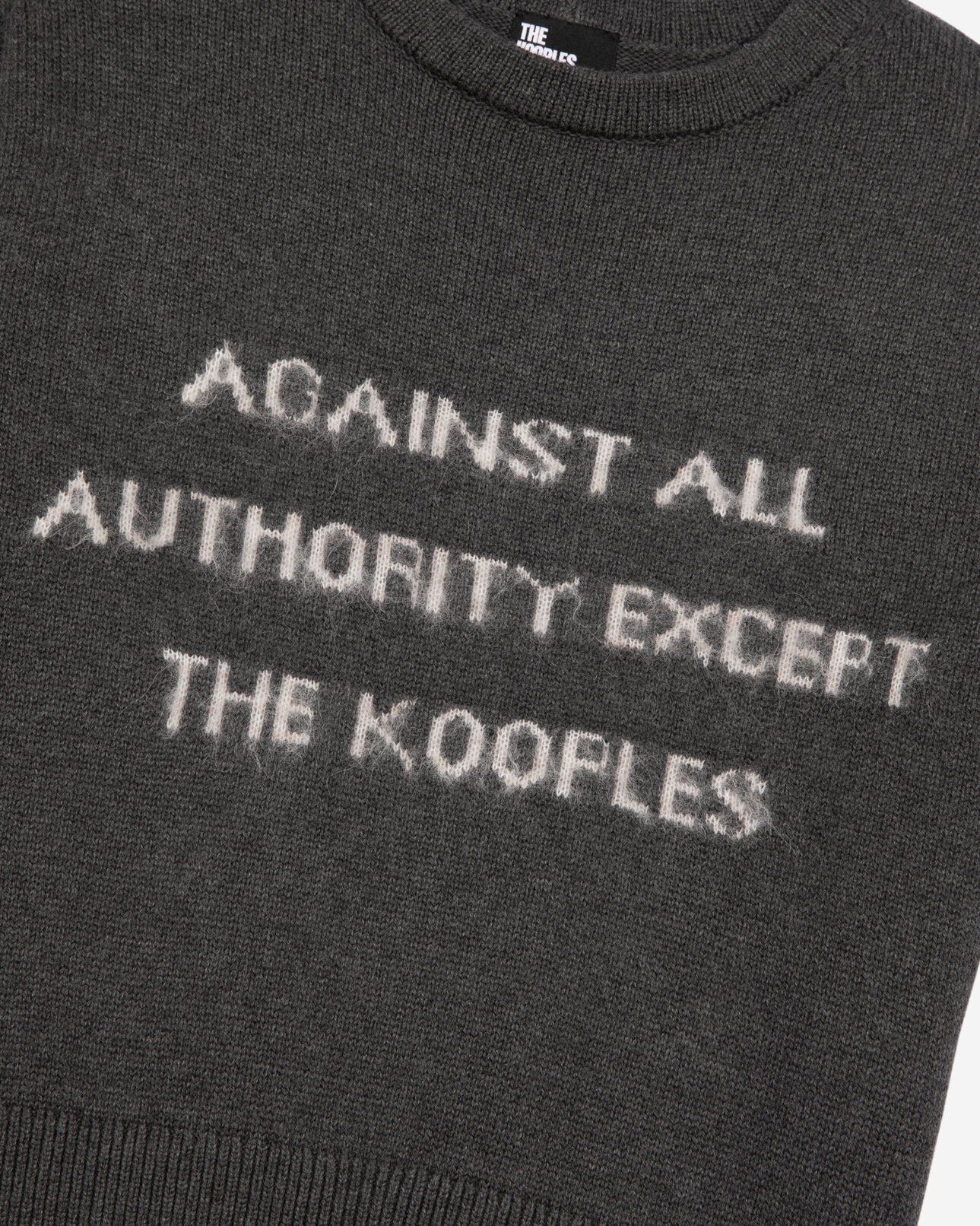 The Kooples DAMEN MIDDLE GREY MEL/WHITE kurzärmliger pullover mit siebdruck