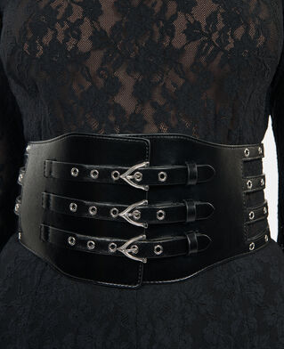 The Kooples WOMEN BLACK black leather corset belt with eyelets