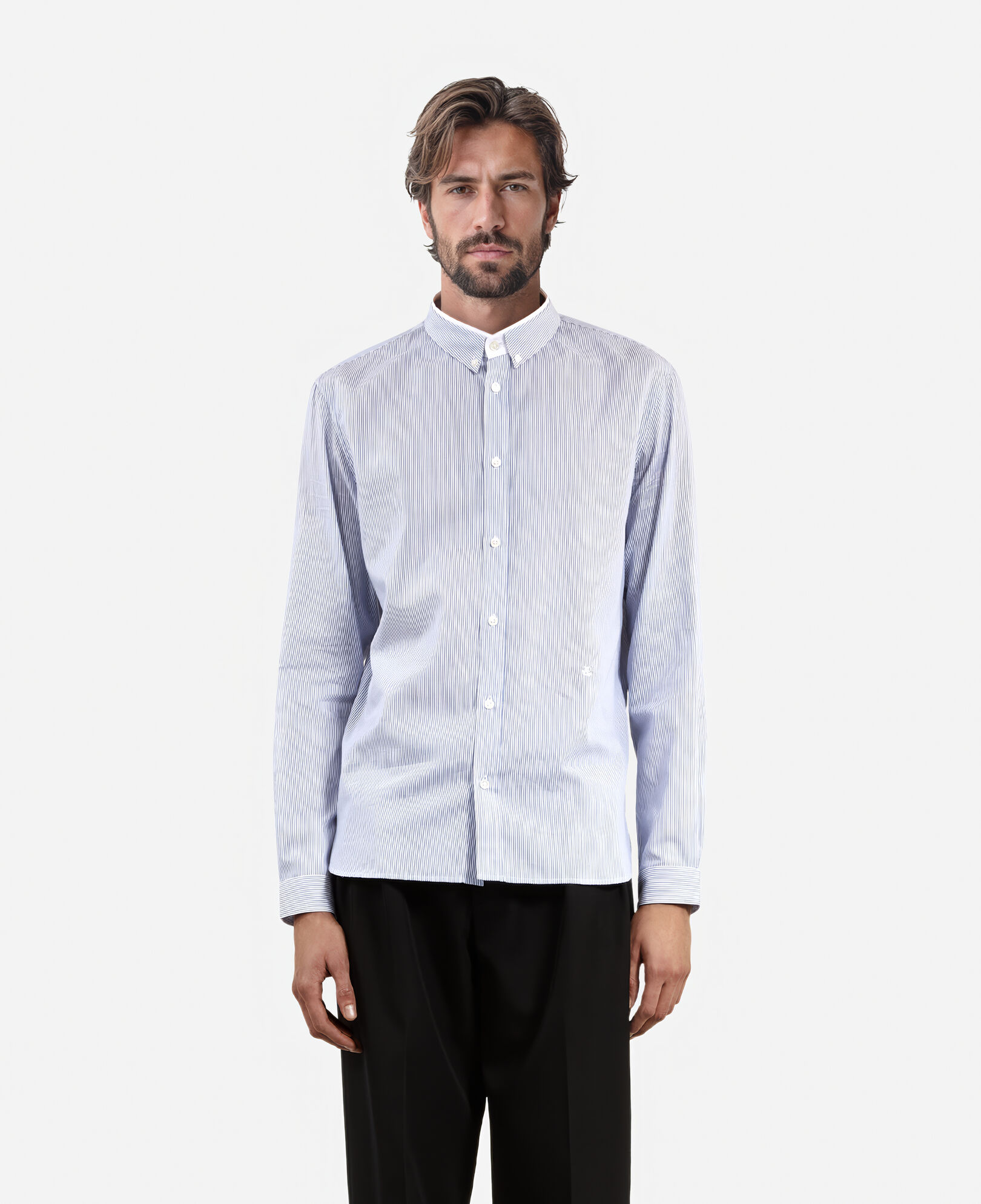 The Kooples WOMEN BLUE WHITE blue and white striped formal shirt