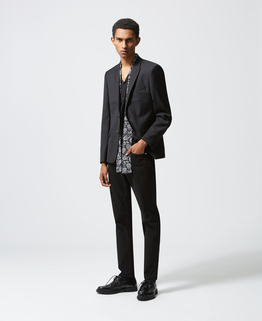 Chaqueta negra elegante lana fular | Kooples