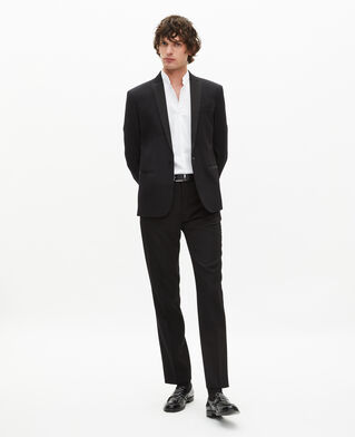 The Kooples HERREN BLACK schwarzes slim fit smokingsakko mit satin-detail