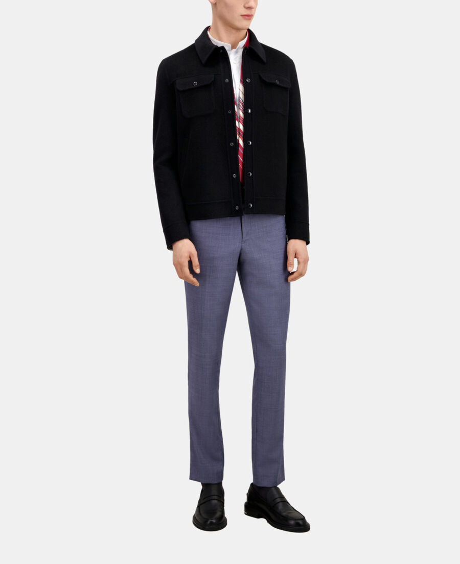 The Kooples HOMBRE BLACK chaqueta sobrecamisa mezcla lana cuadros