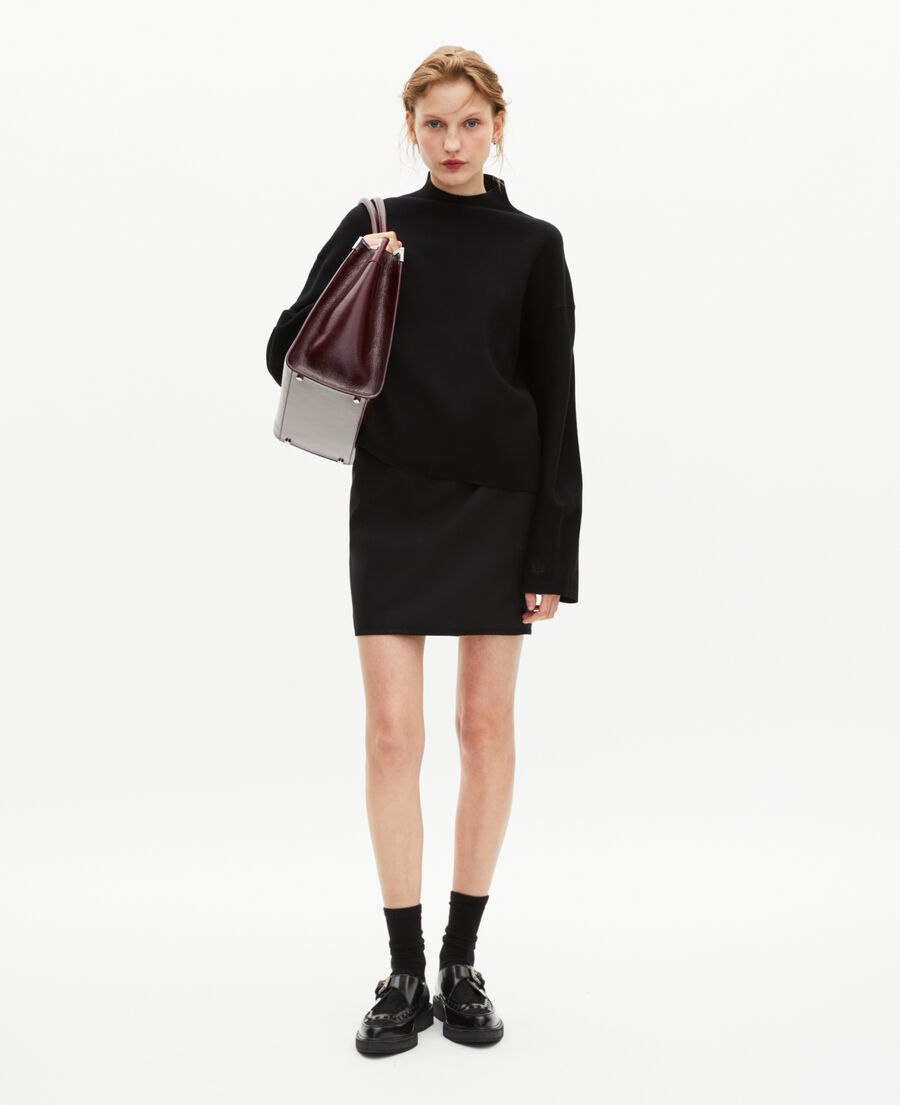 The Kooples FEMME BORDEAUX sac cabas ming l en cuir craquelé bordeaux