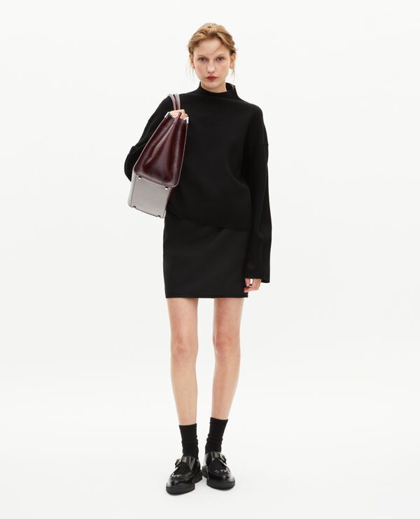 The Kooples WOMEN BORDEAUX ming l tote bag in burgundy cracked leather