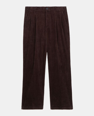 The Kooples HOMME BROWN pantalon en velours c&ocirc;tel&eacute; marron
