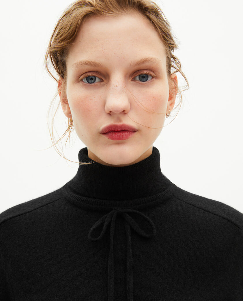 The Kooples FEMME BLACK pull col roul&eacute; en cachemire noir