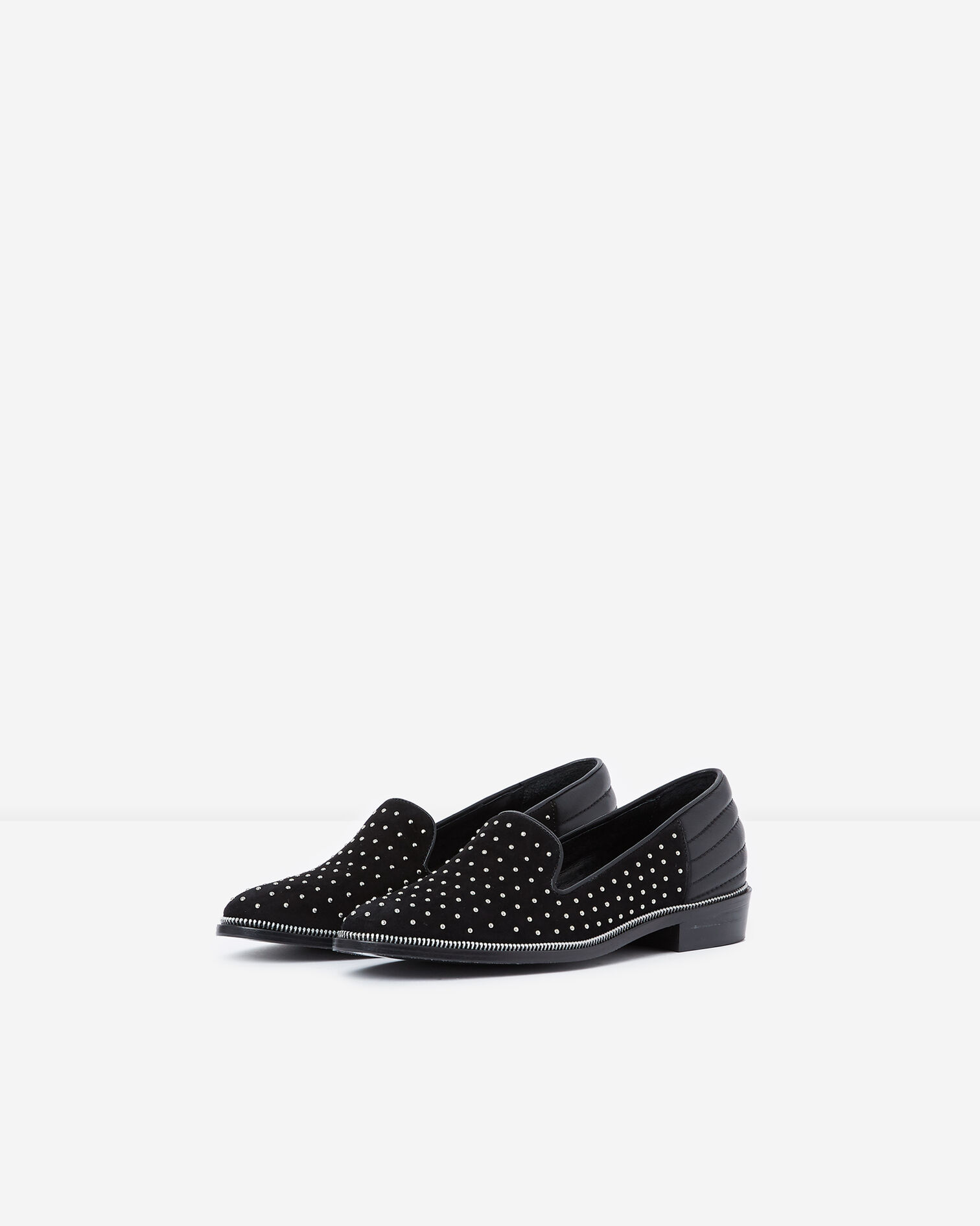 Leder-Slipper mit Nietenverzierung, BLACK, hi-res image number null