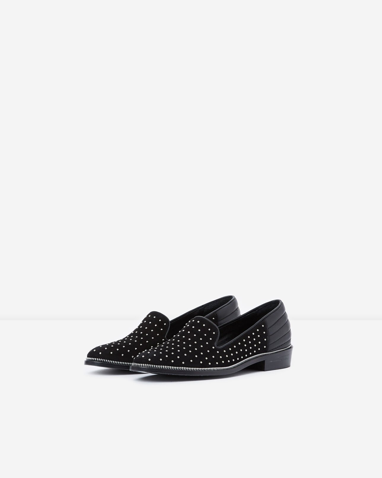 The Kooples DAMEN BLACK leder-slipper mit nietenverzierung