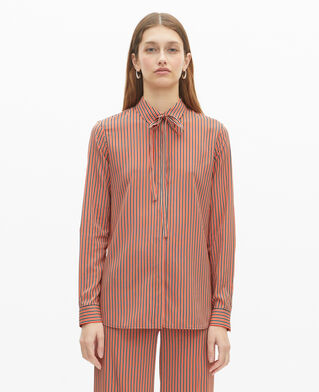 The Kooples F DARK NAVY / FIRE RED red and blue striped shirt