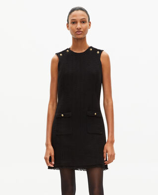 The Kooples DAMEN BLACK kurzes kleid aus schwarzem tweed