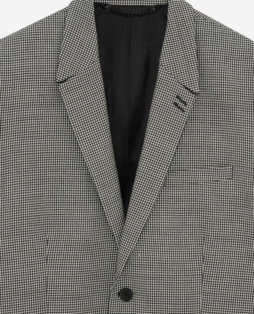 The Kooples HOMME BLACK GREY veste de costume en pied de poule noir et blanc