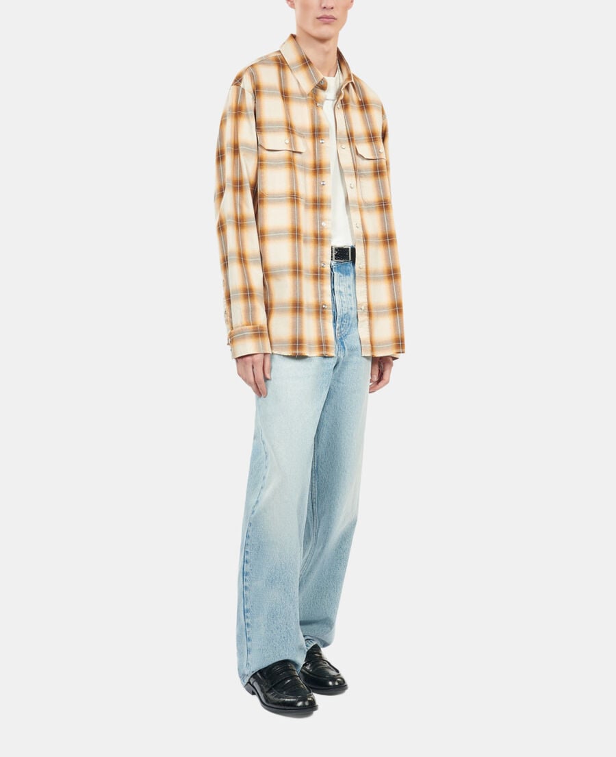 The Kooples MEN BROWN-BEIGE checked shirt