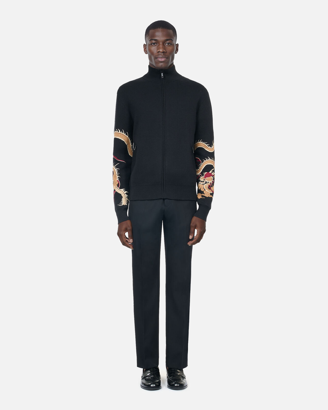The Kooples HOMME BLACK cardigan en laine mélangée avec broderies