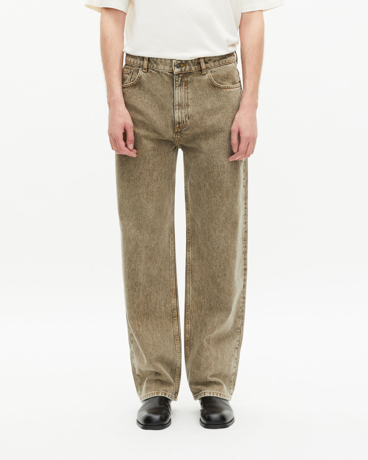 The Kooples MEN OLIVE straight-cut olive jeans