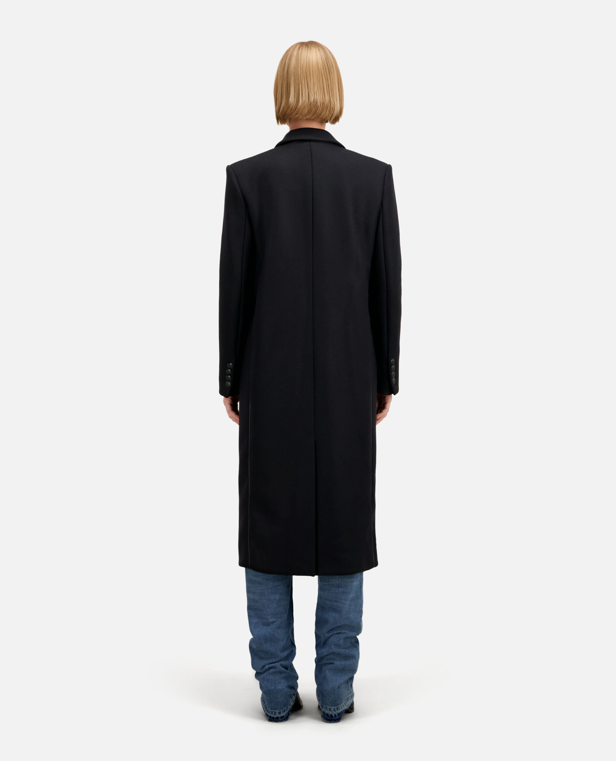 Manteau long noir en laine, BLACK, hi-res image number null