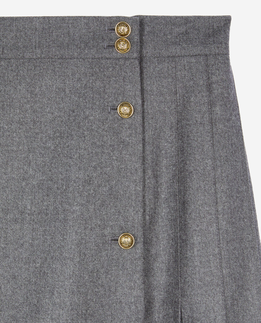 The Kooples WOMEN GREY long pleated grey wool skirt