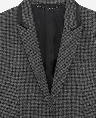 The Kooples WOMEN BLACK tailored jacket in black and grey fleece