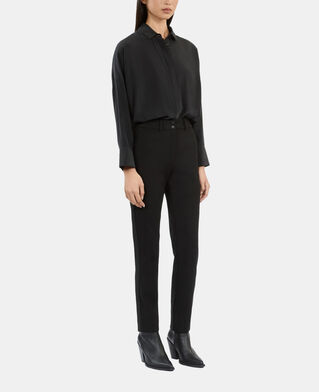 The Kooples F BLACK straight black suit trousers with grosgrain