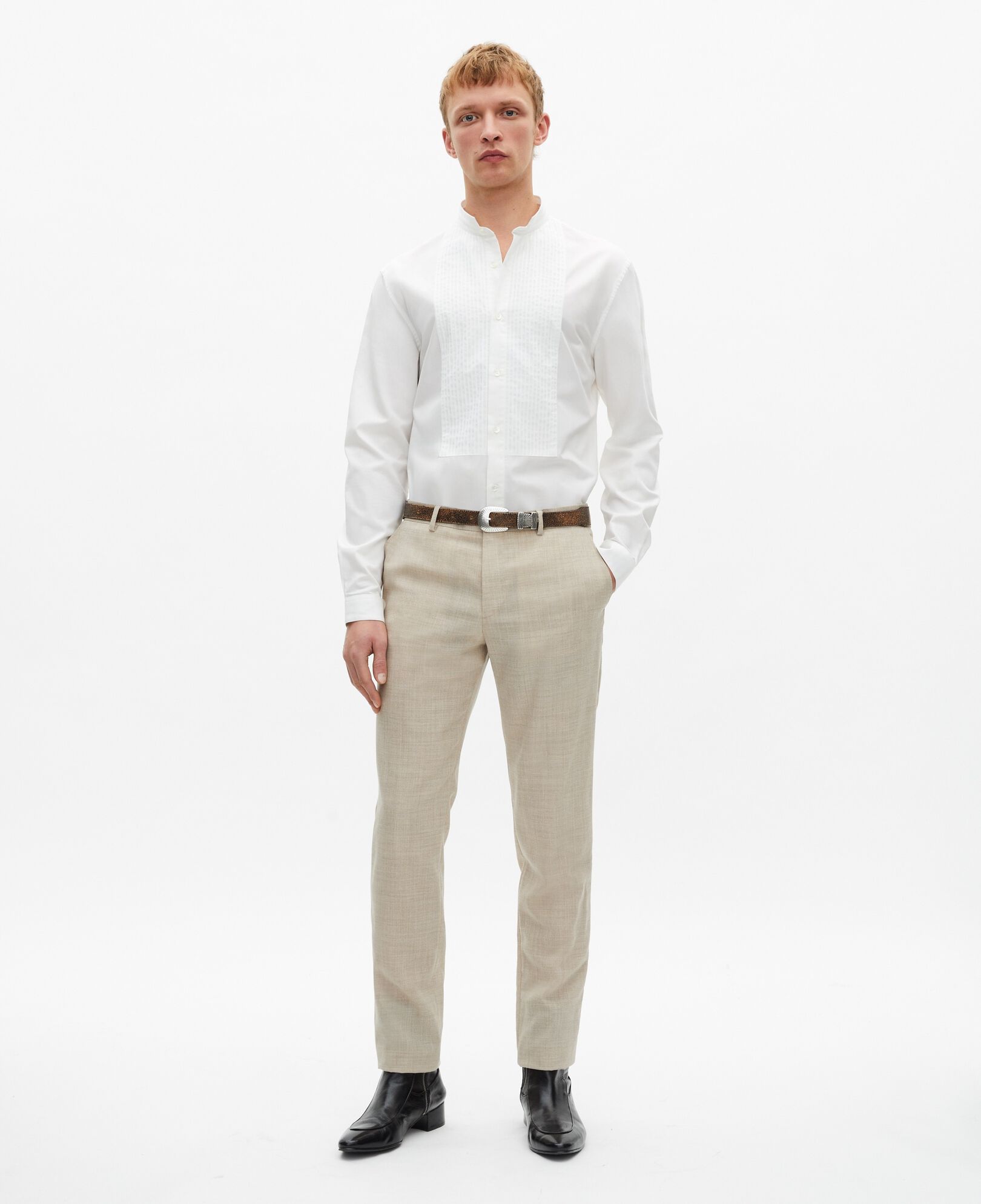 The Kooples MEN BEIGE beige wool fitted suit trousers