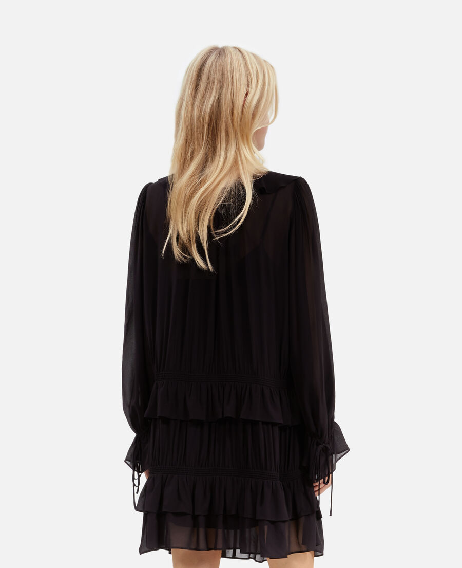 The Kooples FEMME BLACK STONE robe courte avec volants noire