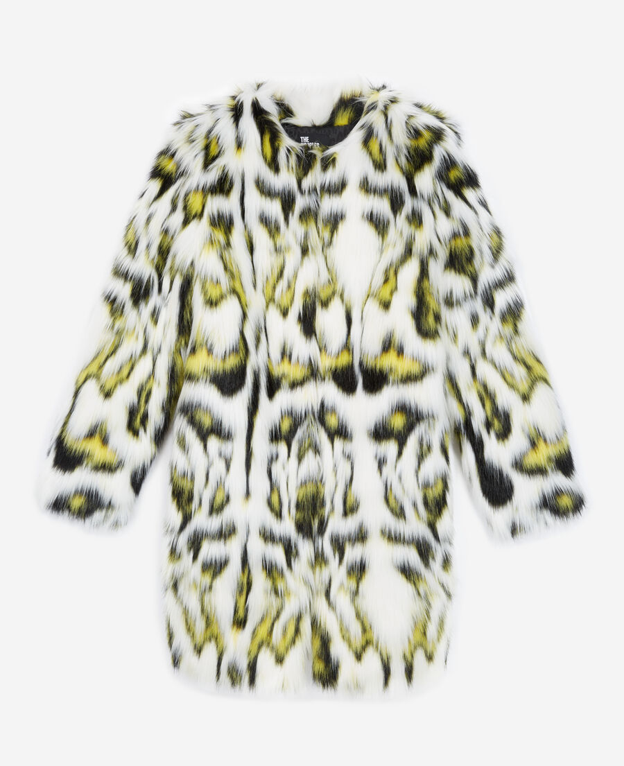 printed faux fur coat