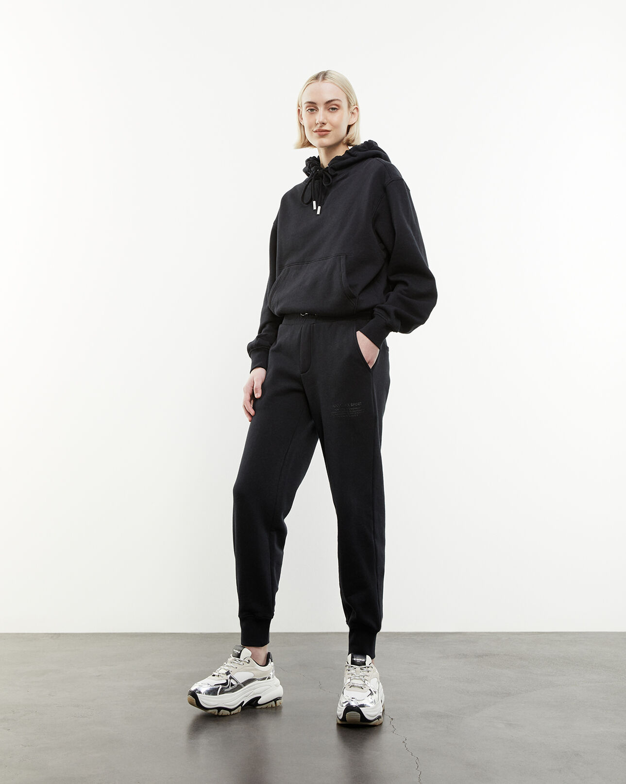 The Kooples WOMEN BLACK black joggers with rubber logo