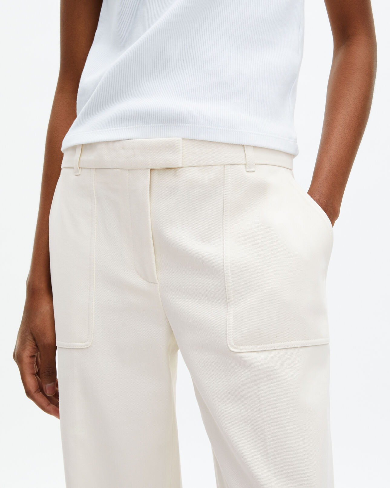 The Kooples WOMEN ECRU wide-leg ecru cotton pants