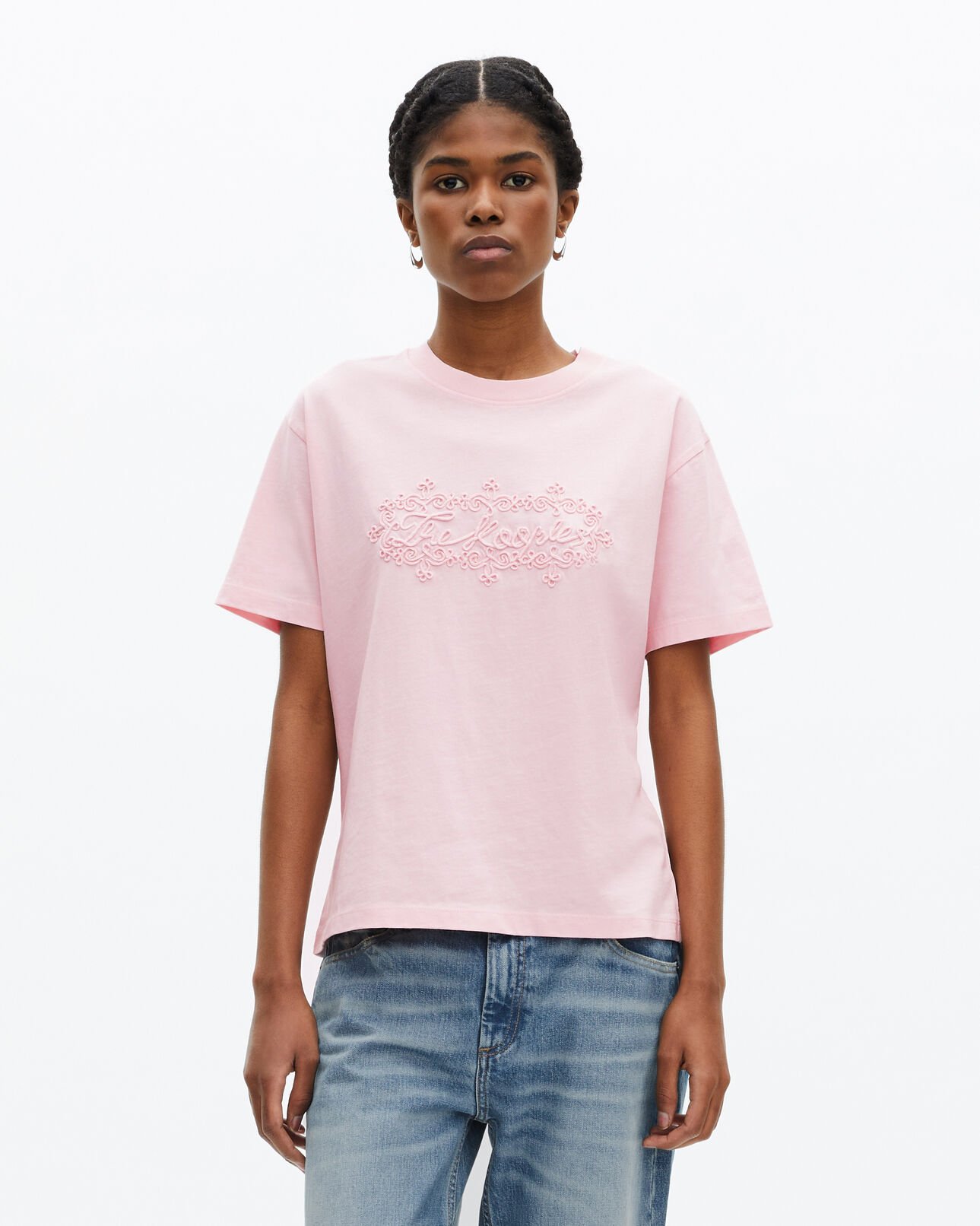 The Kooples FEMME LILA t-shirt avec broderie logo rose pâle