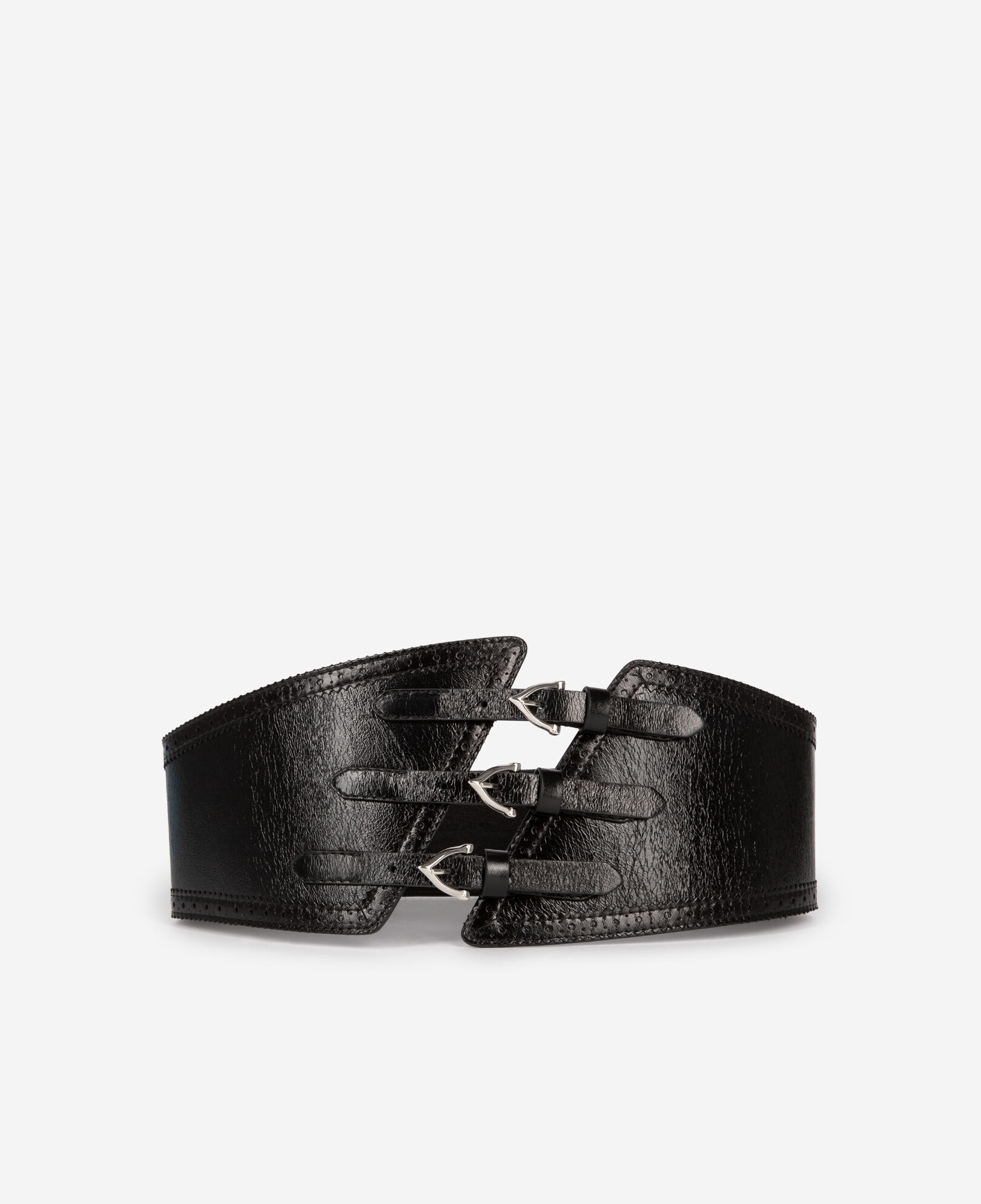 The Kooples FEMME BLACK ceinture corset en cuir noir avec boucles