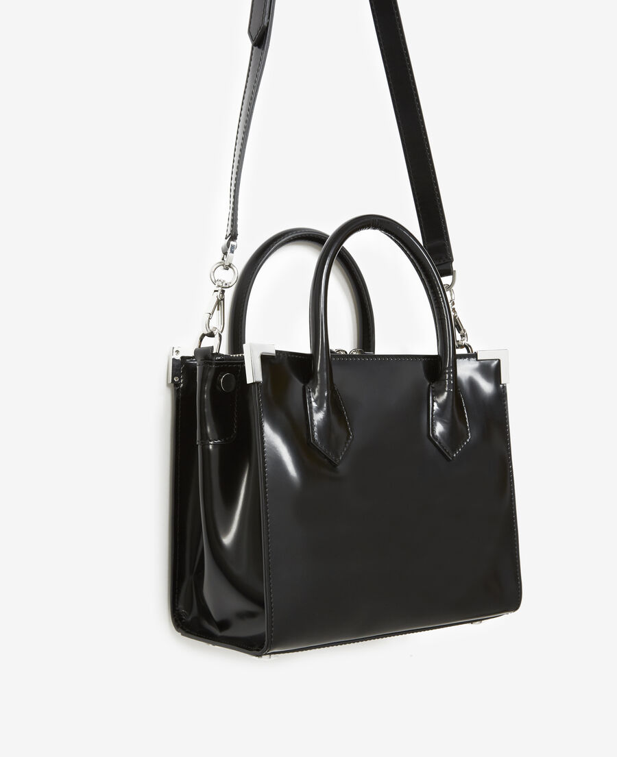 medium ming bag in black patent leather