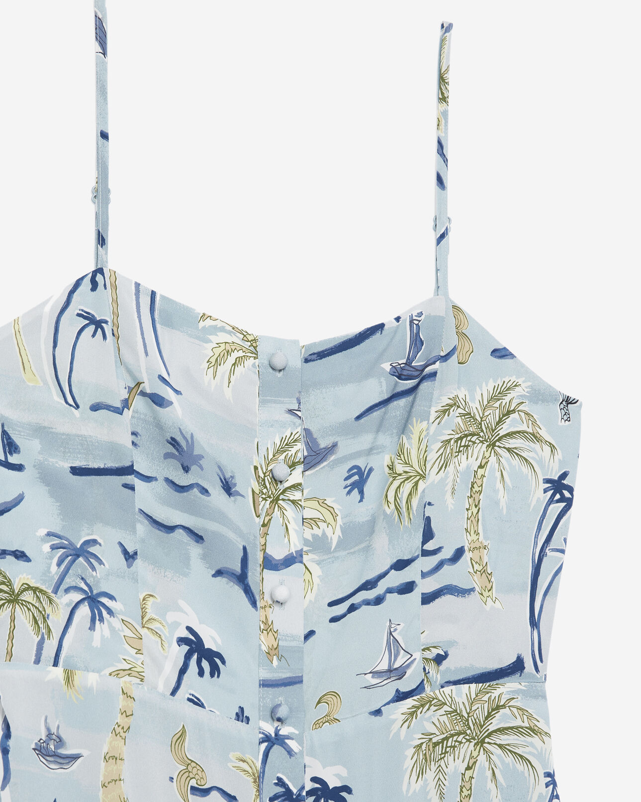 The Kooples WOMEN BLUE blue midi dress with hawaiian print