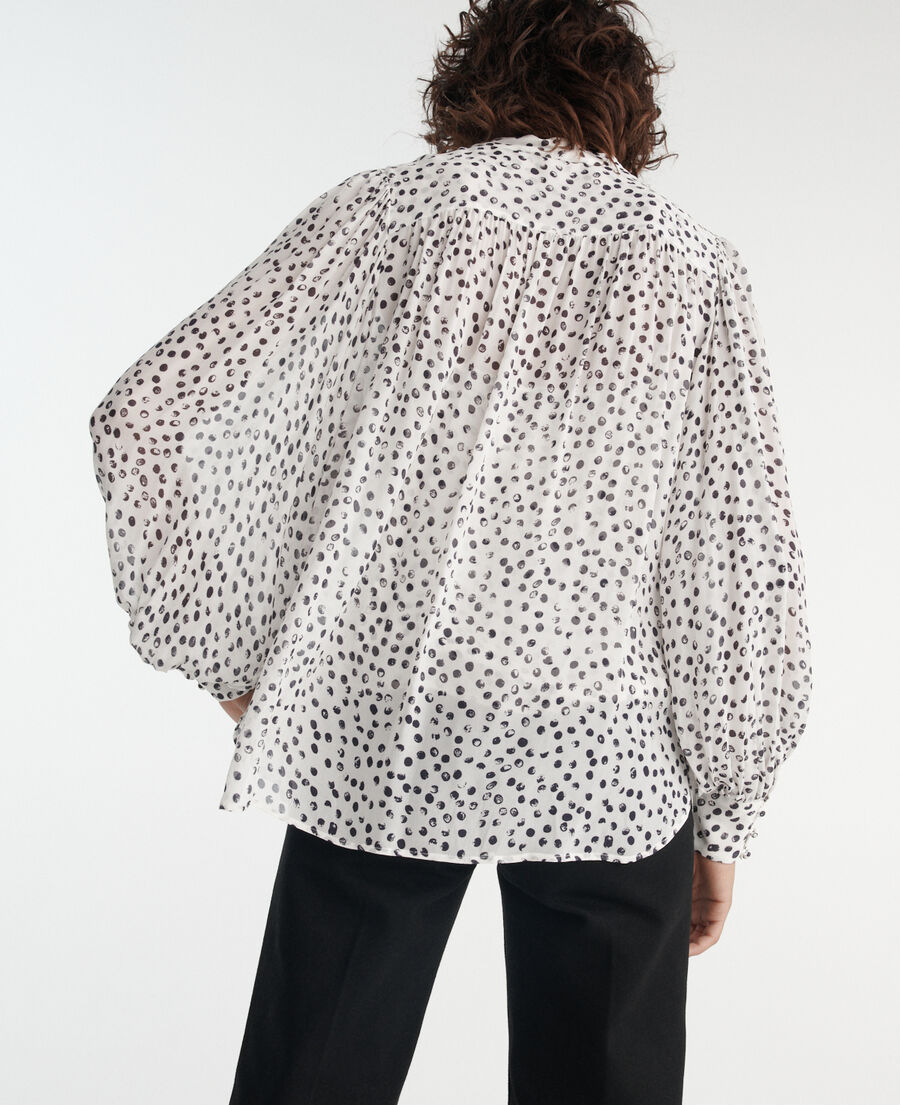 Flowing white longsleeved top w/polka dots The Kooples