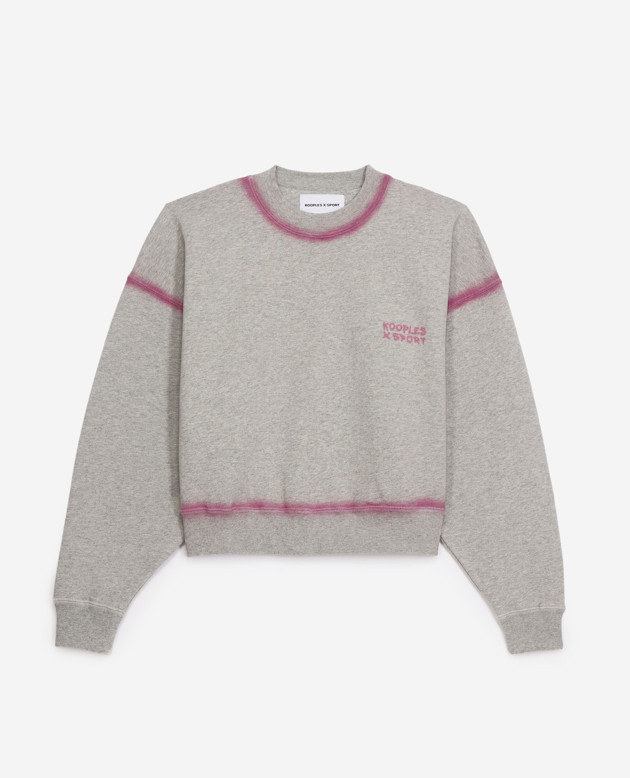 Grey sweatshirt with pink details and fading, LIGHT GREY MELANGE, hi-res image number null