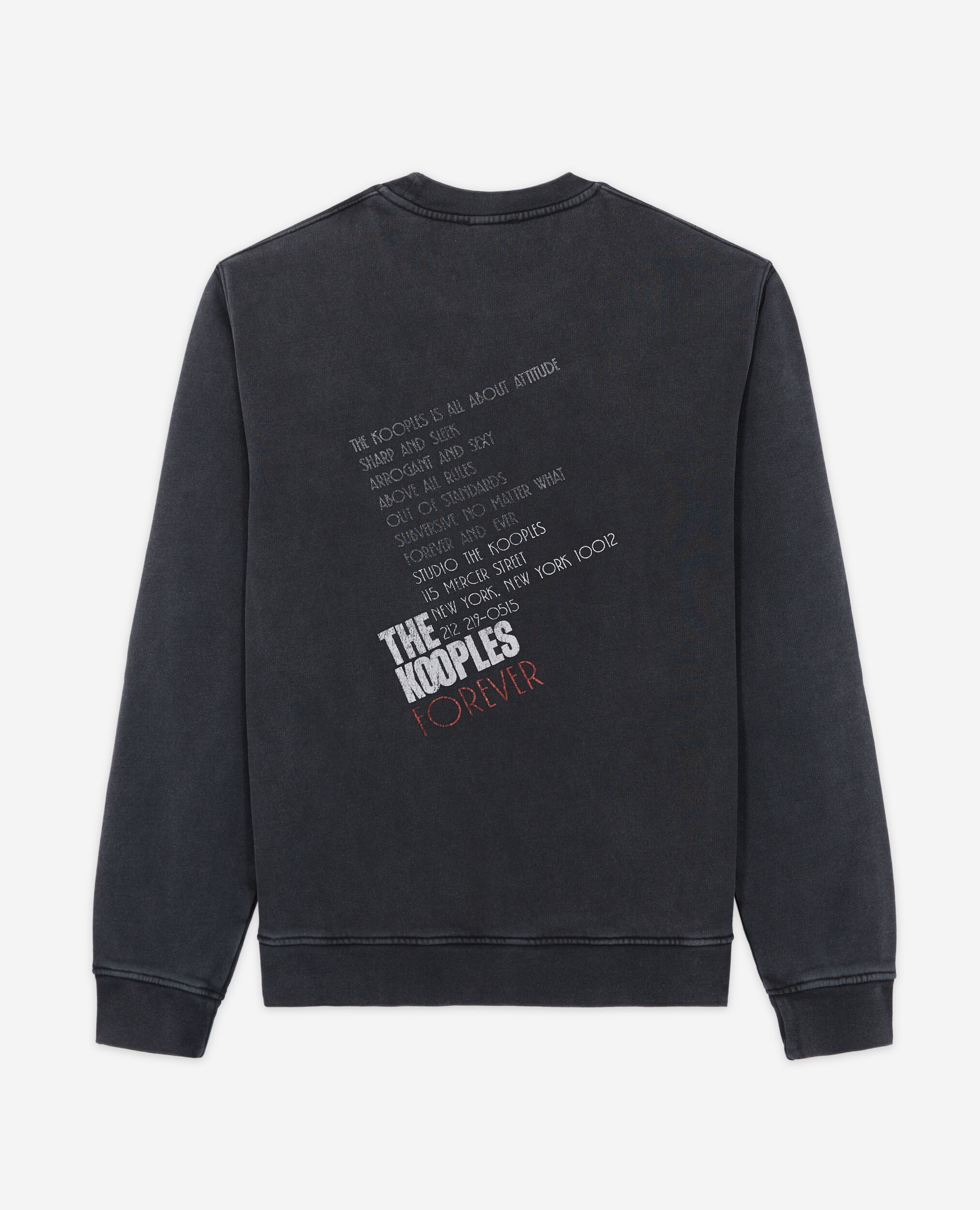 Black sweatshirt with tiger screen print, BLACK WASHED, hi-res image number null