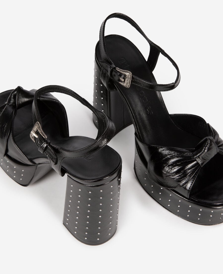 The Kooples DAMEN BLACK schwarze sandalen aus leder mit absatz