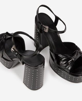 The Kooples DAMEN BLACK schwarze sandalen aus leder mit absatz