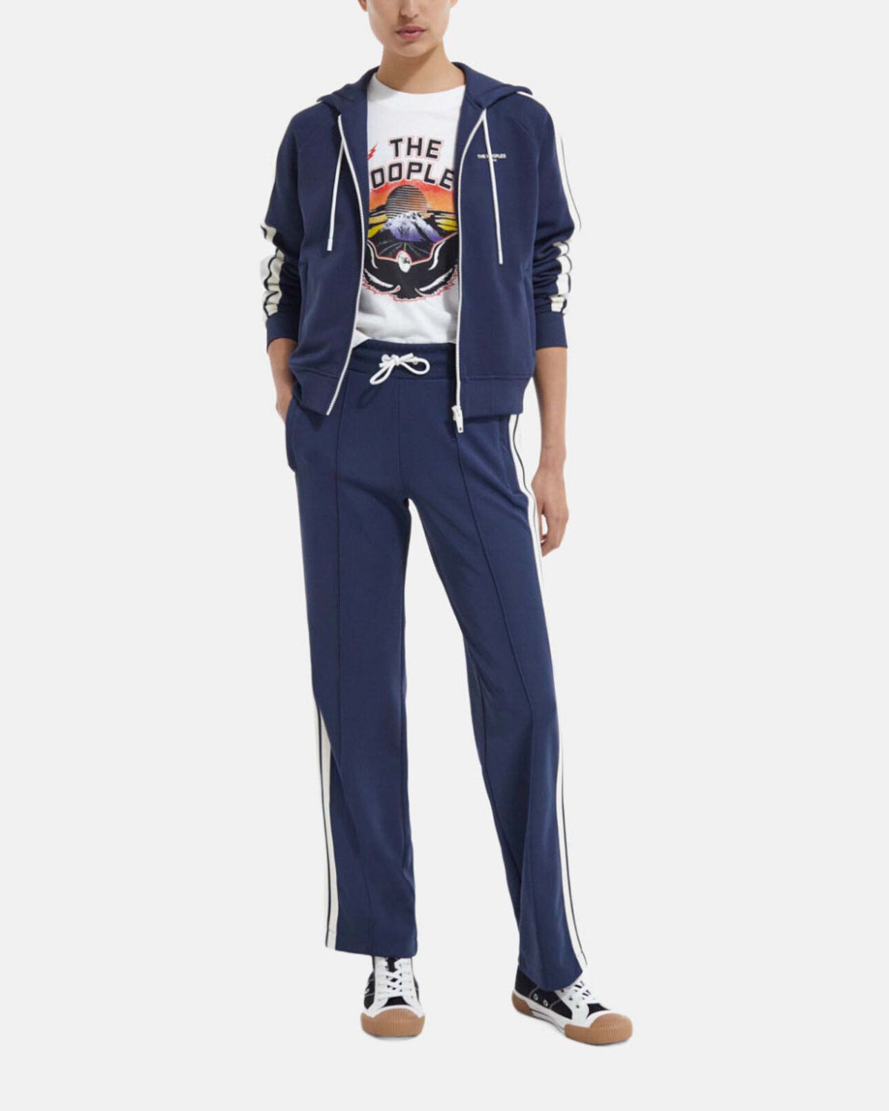 The Kooples WOMEN NAVY navy blue zip-up sweatshirt