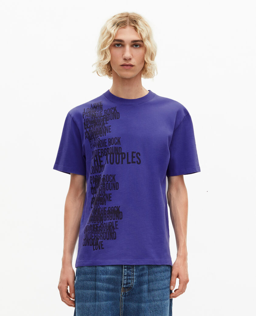 The Kooples MEN ELECTRIC BLUE t-shirt with purple screen print