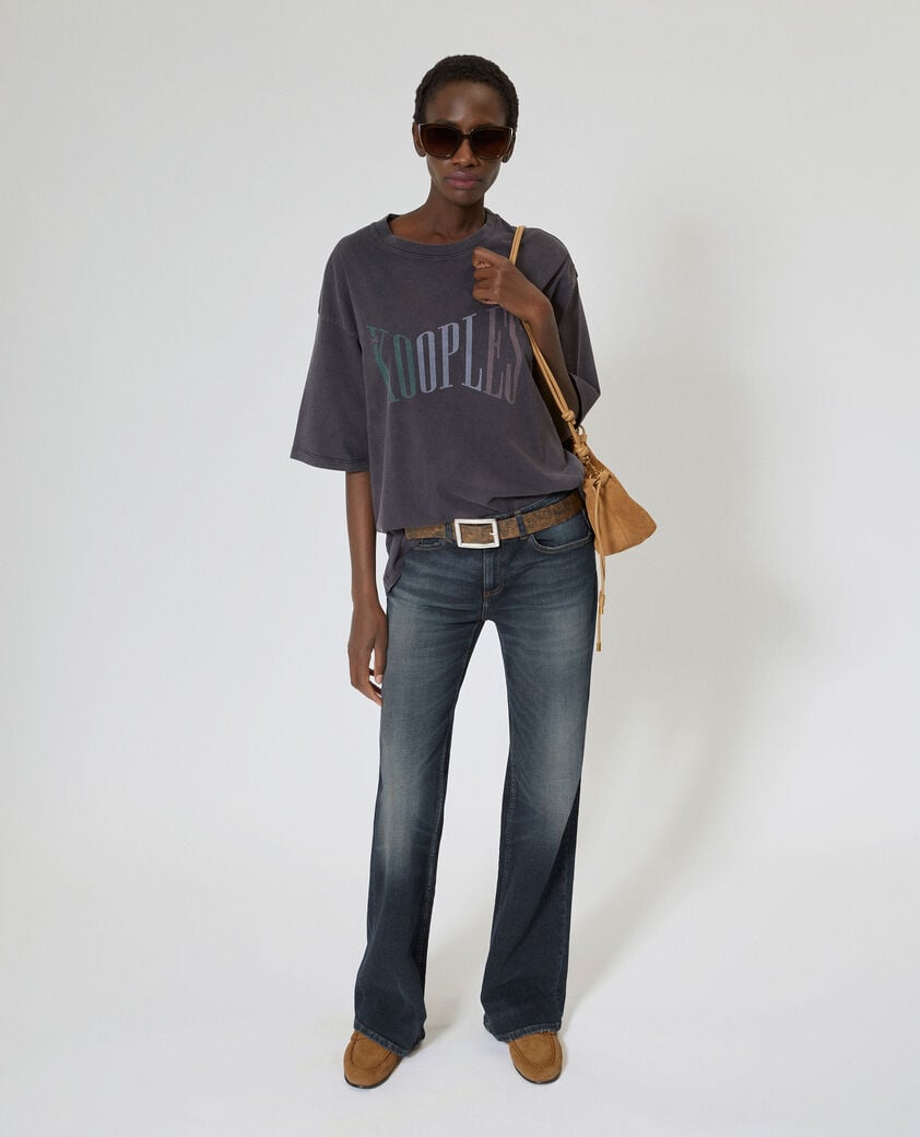 The Kooples F BLACK WASHED oversized t-shirt with faded black screen print