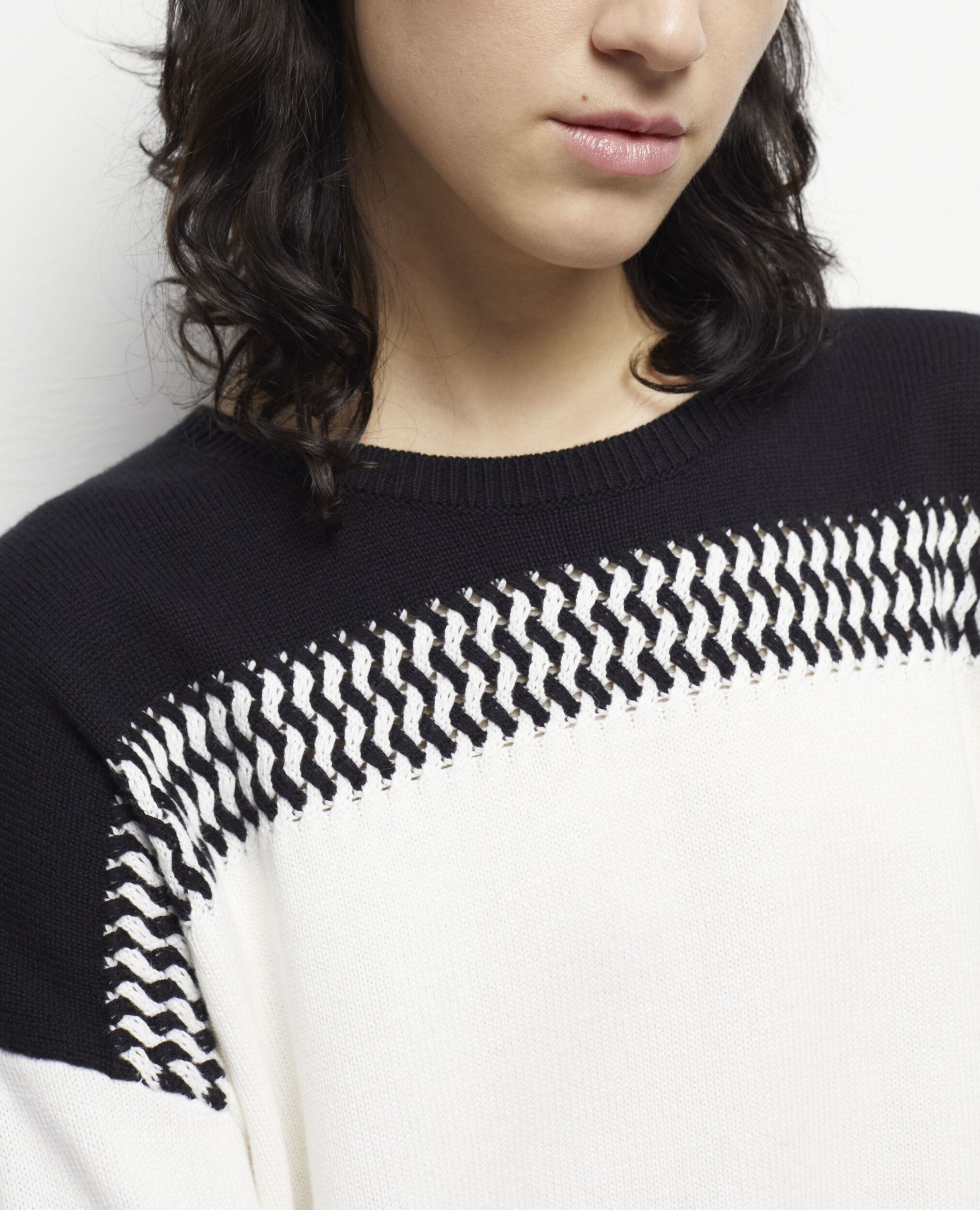 Two-tone jumper, WHITE / BLACK, hi-res image number null