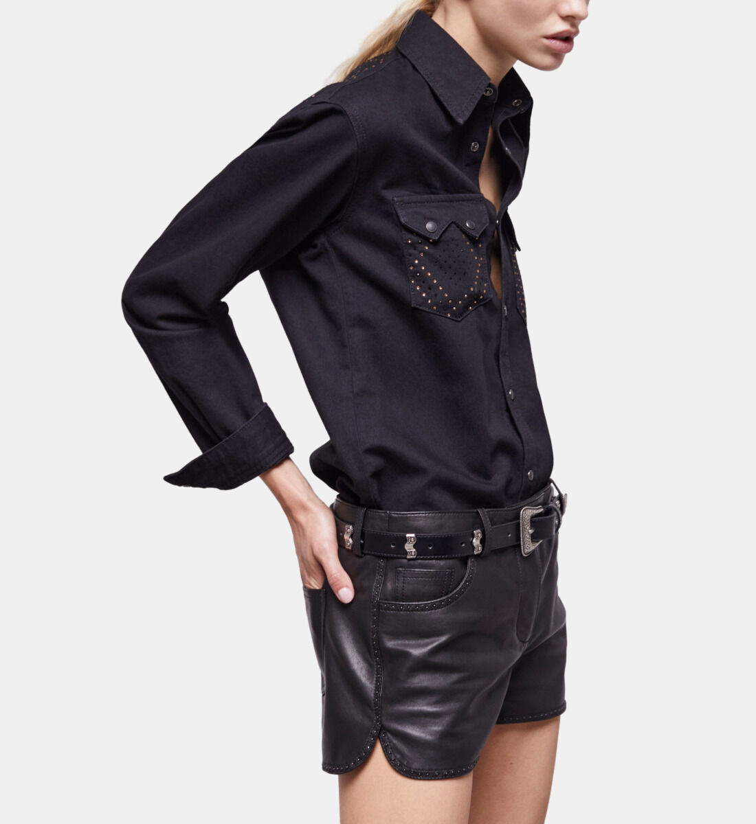 Belted leather shorts best sale
