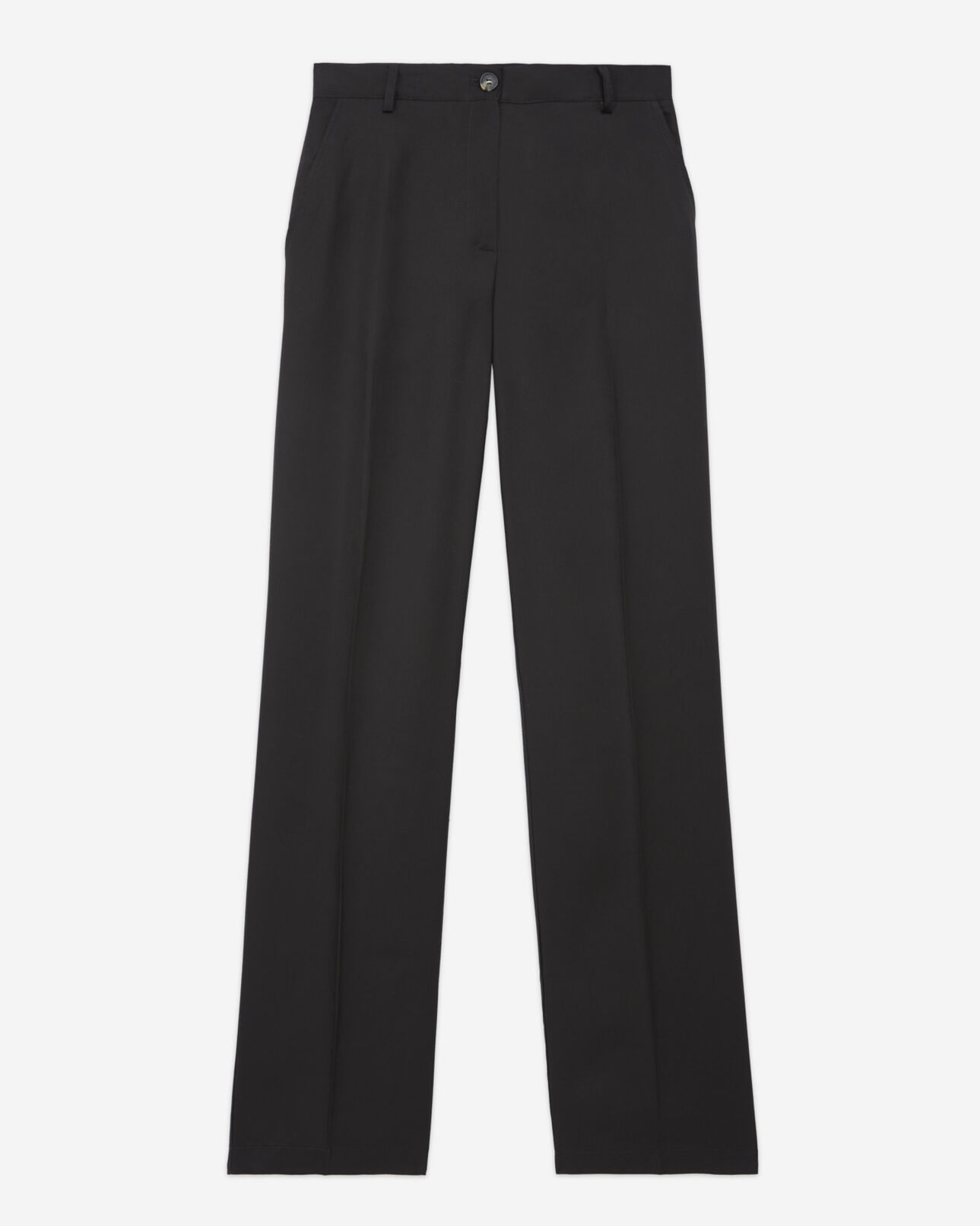 The Kooples FEMME BLACK pantalon droit tencel style militaire noir