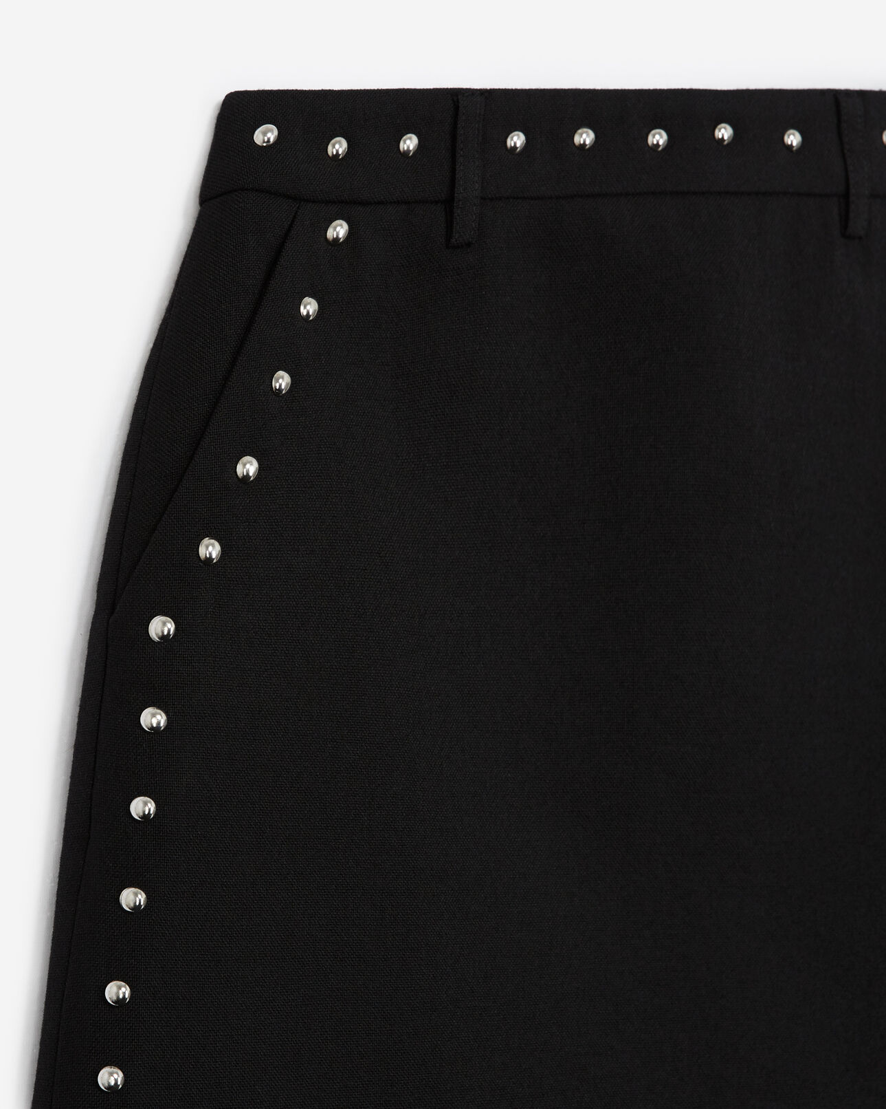 The Kooples WOMEN BLACK short black wool skirt with studs