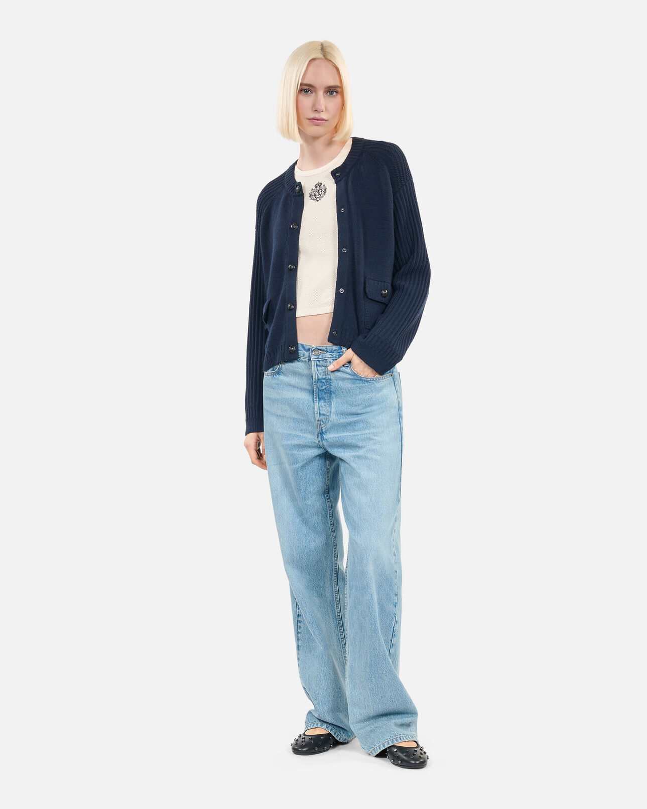 The Kooples FEMME DARK BLUE cardigan en laine bleu marine