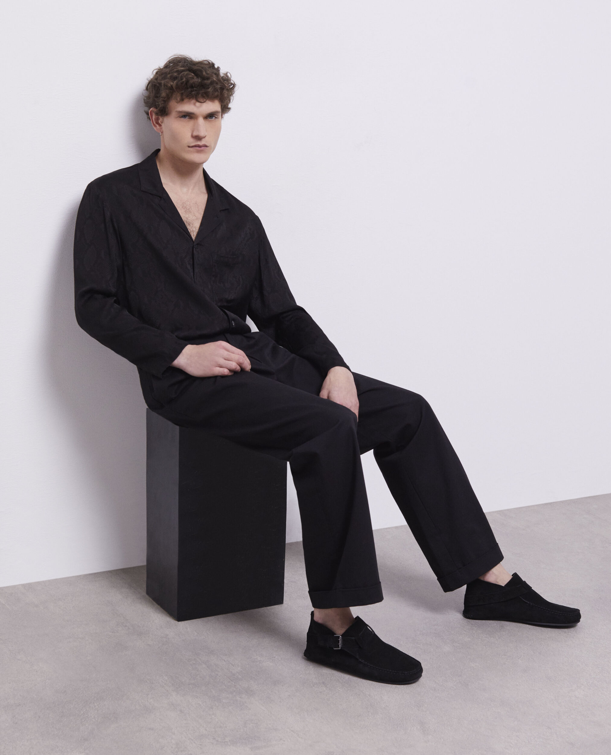 Black suede leather shoes, BLACK, hi-res image number null