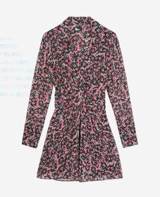 The Kooples WOMEN MULTICOLOR short printed dress with draping