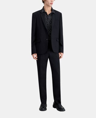 The Kooples MEN BLACK-ECRU black wool jacket with tennis stripes