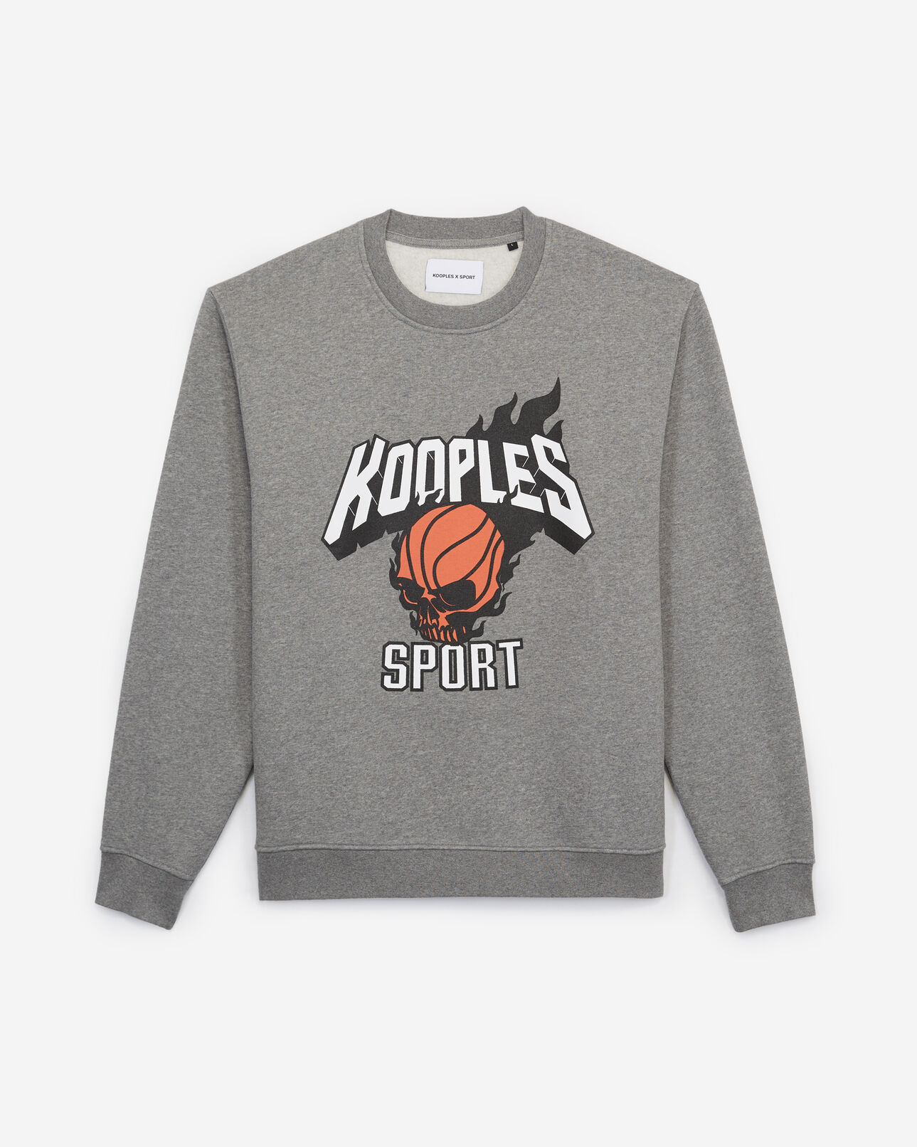 The Kooples MEN MIDDLE GREY MELANGE loose grey sweatshirt w/print and breast logo
